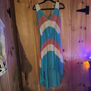Colorful Sleeveless V-Neck Dress